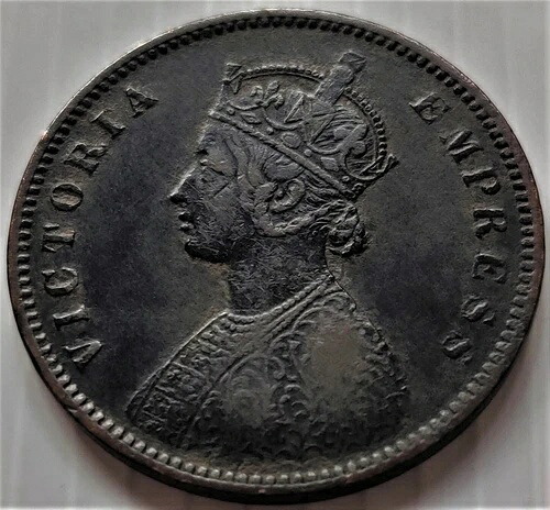 イギリス領インド帝国 ハーフアンナ - 希少 1877年、ヴィクトリア皇后、銅製 (B-747)｜WORLD RESOURCE【QUEEN店】