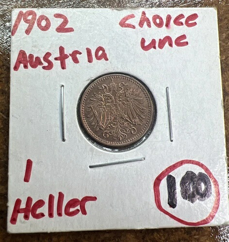 1902 オーストリア ハンガリー 1 ヘラーチョイス UNC レッド