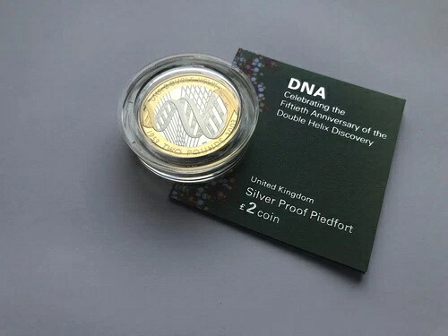 2003年 シルバー プルーフ ピエフォート DNA 2ポンド コイン（COA付き）