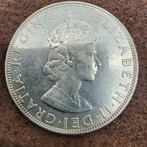 希少 1964年 バミューダ イギリス植民地 大型 エリザベス2世 銀冠貨 47万枚中1枚
