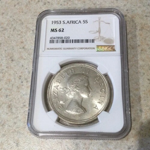 1953年 南アフリカ 5シリング NGC MS62
