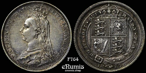 イギリス、ビクトリア州、シックスペンス 1887 年、ビクトリア州の I の上に R、希少!、XF-UNC