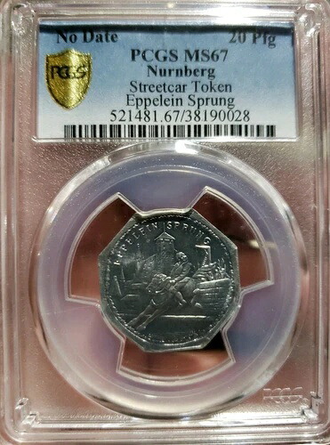 20 フェニヒ PCGS MS67 ドイツ ノットゲルト ニュルンベルク市電 エッペライン シュプルング