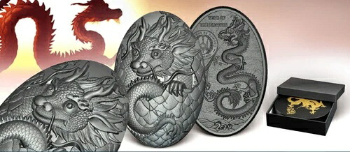 ディアゴン・エッグ。龍年ジブチ 250フラン 2024年 5オンス銀貨