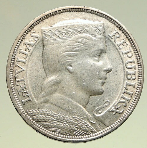 1931年 ラトビア 女性用帽子付き 5ラティ 大型ヴィンテージ ヨーロッパ銀貨 i94979｜WORLD RESOURCE【QUEEN店】