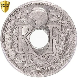 [#340716] コイン、フランス、リンダウアー、25 サンタイム、1917 年、パリ、Cmes soulign?、PCGS、｜WORLD RESOURCE【QUEEN店】