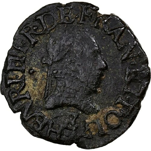 [#30295] フランス、アンリ 3 世、デニール トゥルノワ、1580 年、トゥール、銅、VF、CGKL:132｜WORLD RESOURCE【QUEEN店】