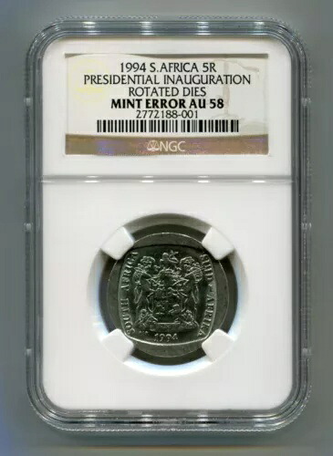 マンデラ NGC 南アフリカ大統領就任式 1994年 R5コイン 5R 回転ダイス ミントエラー