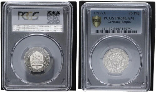 25 ペニッヒ 1912 A J.18 プルーフ PCGS PR64CAM 113340｜WORLD RESOURCE【QUEEN店】 193,600円