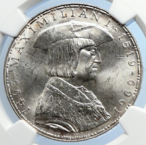 1969年 オーストリア マクシミリアン1世 オールドシルバー 50シリング オーストリア貨幣 NGC i105639
