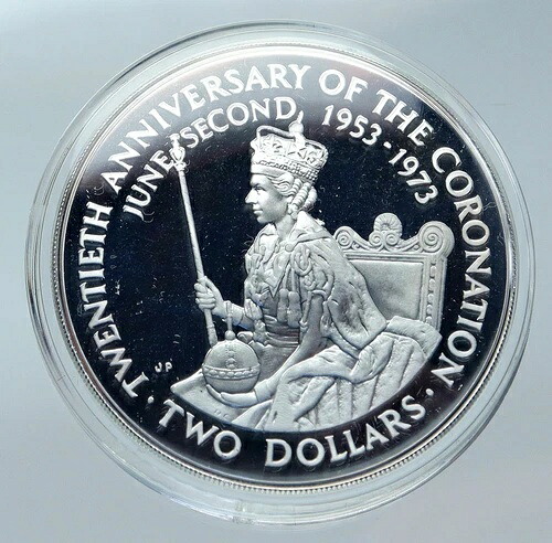 1973年 クック諸島 旧エリザベス2世戴冠式プルーフ銀貨 2ドル i86070