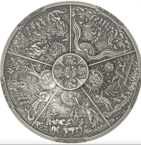 アステカ五つの太陽 人類の時代と世界の創造 3オンス銀貨 20ドル パラオ 2021年