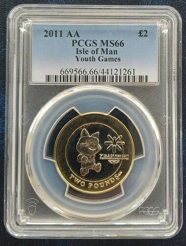 マン島 バイメタル 2ポンド ?2 UNC コイン 2011年 KM#1476 TOSHA CAT PCGS MS66