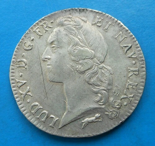 ルイ15世エキュ（ヘッドバンド付き）1763年オルレアン、非常に美しいコイン