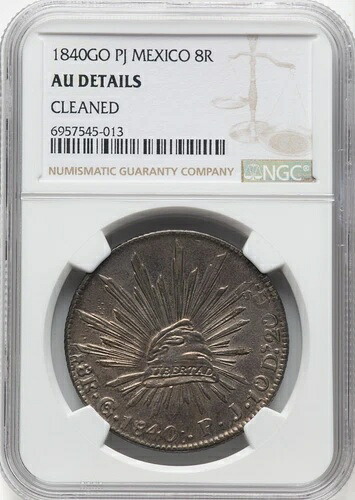メキシコ 1840 GO PJ 8 レアル - NGC AU 詳細 - 見た目がずっと良くなりました!