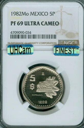 1982年 メキシコ 5ペソ NGC PF69 CAM MAC FINEST UDCAM & SPOTLESS 998発行 * 109,505円