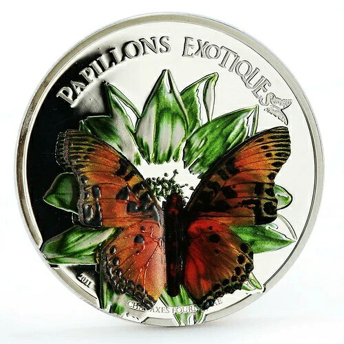 カメルーン 1000フラン Charaxes Fournierae 蝶型銀貨 2011年