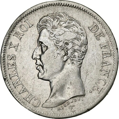 [#1201184] フランス、5 フラン、シャルル 10 世、1825 年、ペルピニャン、シルバー、EF、KM:720.11｜WORLD RESOURCE【QUEEN店】