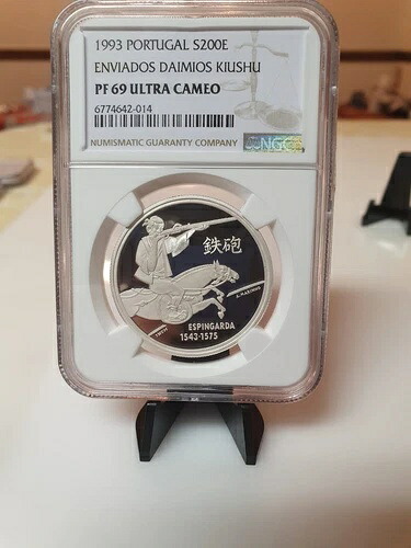 1993 ポルトガル & 日本 200 エスクード銀貨 ENVIADOS DAIMIOUS KIUSHU NGC PR69