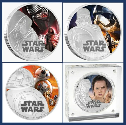 4 2016 ニウエ スター・ウォーズ フォースの覚醒 カイロ・レン、キャプテン・ファズマ、レイ、BB8
