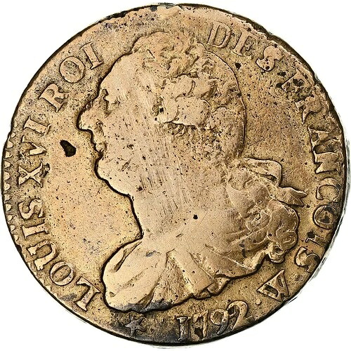 [#1286993] フランス、ルイ16世、2ソル・フランソワ、1792年 / AN 4、リール、銅、VF｜WORLD RESOURCE【QUEEN店】 134,750円