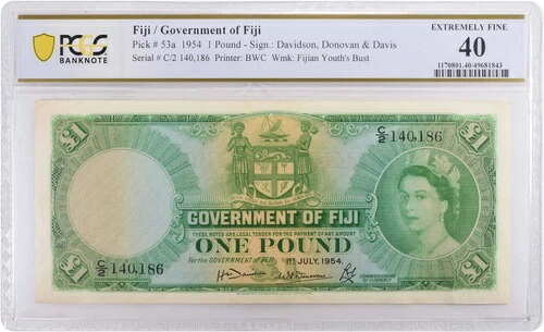 1954年 フィジー 1ポンド ピック #53a EF40 PCGS