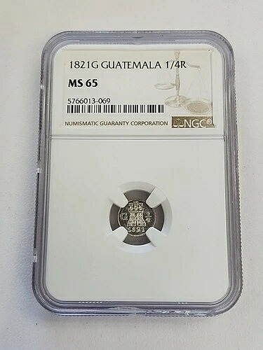 1821 G グアテマラ 1/4 リアルシルバー NGC Ms65｜WORLD RESOURCE【QUEEN店】