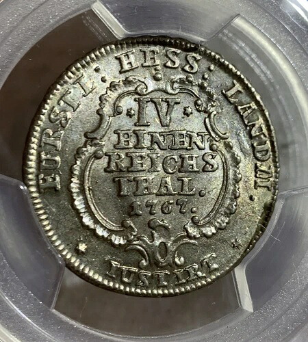 ドイツ ヘッセン＝カッセル：フリードリヒ2世、AR ?ターラー、1767 FU、KM-469 PCGS MS62