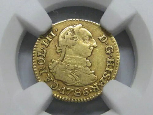 1786年 マドリード 1/2エスクード NGC VF30 ゴールド チャールズ3世 スペイン ダブロン 植民地時代｜WORLD RESOURCE【QUEEN店】