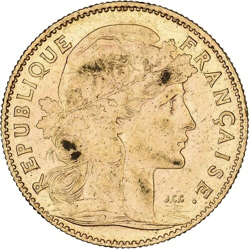 [#1213739] フランス、10フラン、マリアンヌ・コック、1910年、パリ、金、EBC、ガドゥリー：1017-