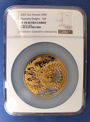 2023年カナダ 5オンス プルーフ 50ドル銀貨「天龍」NGC PF70 COA付き