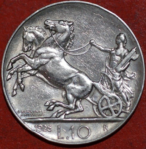 イタリア 10リラ 1926年 ヴィットーリオ・エマヌエーレ3世 銀貨 純度: 0.8350 KM# 68.1｜WORLD RESOURCE【QUEEN店】