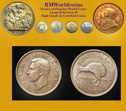 ニュージーランド 1946 フローリン、フラットバック ヴァラエティ、CH AU、希少グレード、シャープ、ラスター