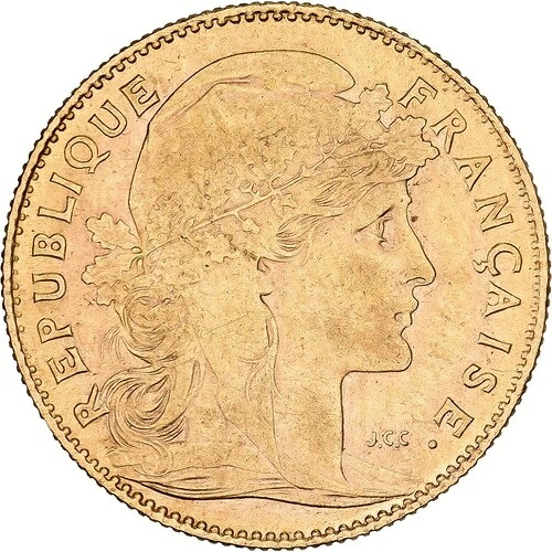 [#1202125] フランス、10フラン、マリアンヌ、1910年、パリ、金、FDC、KM:846-