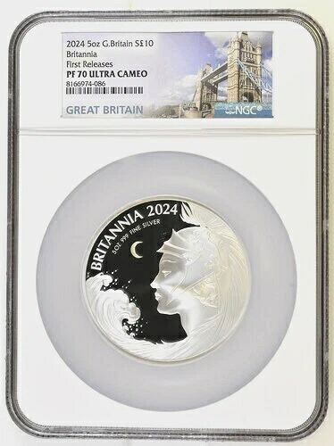 2024年 イギリス 10ポンド ブリタニア 5オンス シルバー プルーフ NGC PF70 FR 箱付き ????｜WORLD RESOURCE【QUEEN店】