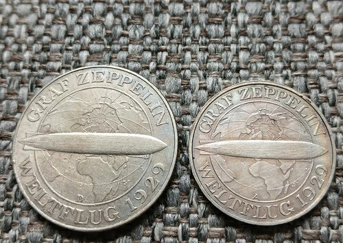 1930 A & D グラーフ・ツェッペリン 5 & 3 マーク 1929年世界大飛行記念 0211
