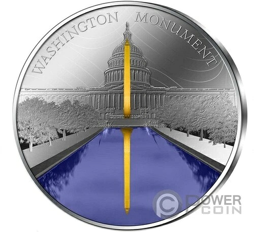 ワシントン記念塔の夜景 3オンス 銀貨 5ドル バルバドス 2026年
