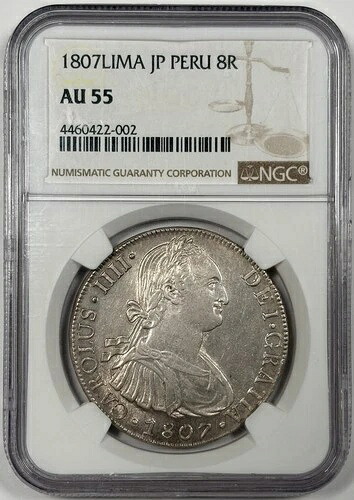 1807年 リマ JP ペルー 8レアル NGC AU55 - 素晴らしいAUの例|WORLD RESOURCE【QUEEN店】