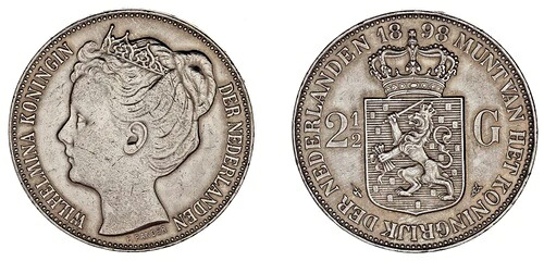 2.5 銀グルデン / 2.5 フローリン銀貨。オランダ - オランダ。1898 年。XF+ / XF。｜WORLD RESOURCE【QUEEN店】