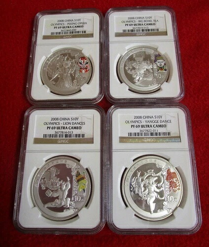 2008年 中国オリンピックセット .999 4 シルバー ALL NGC PF PR 69 アジアンチャイニーズロットギフト