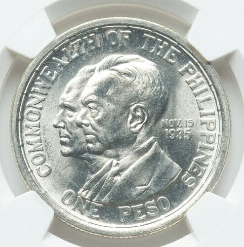 1936年 M アメリカ フィリピン 1ペソ NGC MS65 明るい白の光沢のある宝石 マーフィー ケソン|WORLD RESOURCE【QUEEN店】