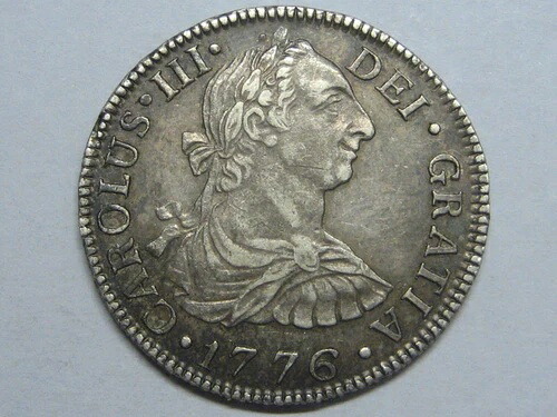 1776年 メキシコ 2レアル チャールズ3世 鑑定人 FM スペイン植民地銀貨 スペイン