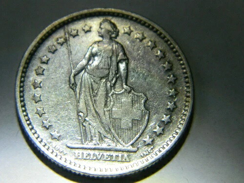1907 2フランB - スイス - 銀貨 .835 - XF/AU - 発行枚数 30万枚 - 希少
