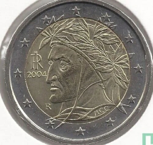 2002年イタリア2ユーロ硬貨 未使用 新品同様