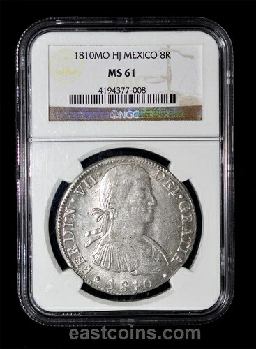 NGC MS61 1810 Mo-HJ メキシコ フェルディナンド7世 銀 8レアル