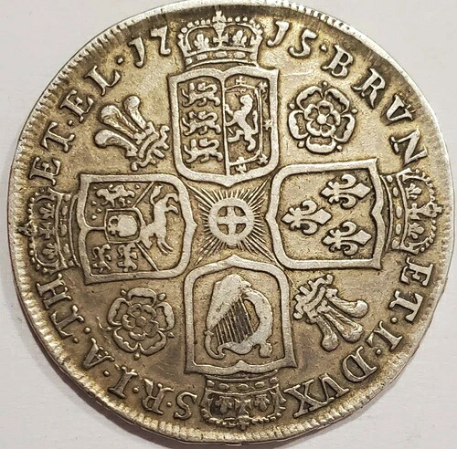 ** イギリス ** 1715 ジョージ1世 ** 1/2クラウン ** 希少