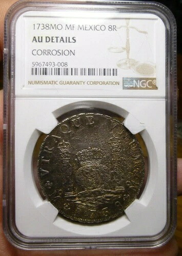 1738-MO MF メキシコ ピラー ドル 8 レアル コイン (8R) - NGC AU 詳細｜WORLD RESOURCE【QUEEN店】