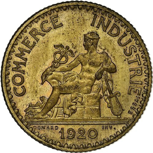 [#135249] フランス、1フラン、シャンブル・ド・コマース、1920年、パリ、パターン、アルミニウム-B
