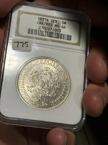 NGC MS66 ドイツ 5 マーク 1931 オークの木