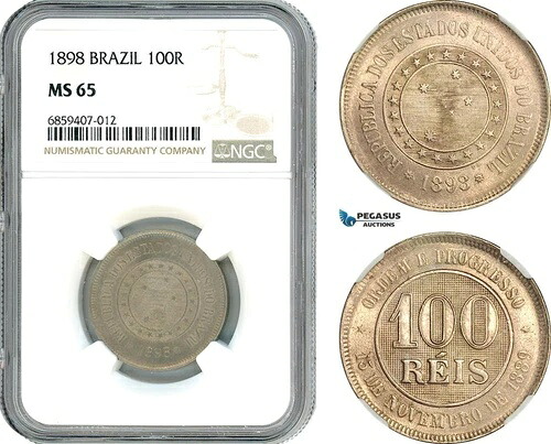 AI415、ブラジル、100 レイ 1898、NGC MS65｜WORLD RESOURCE【QUEEN店】